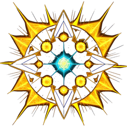 The Epiphany Machine, the player's craft: a golden star-shaped machine with a cyan core.